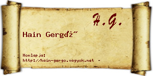 Hain Gergő névjegykártya